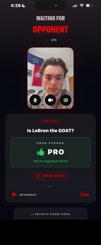 Choosing a debate motion in DebateTV.